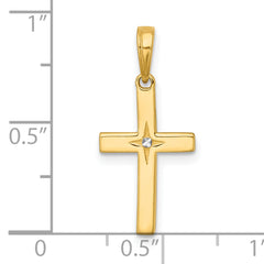 14K with White Rhodium Diamond-cut Latin Cross Pendant