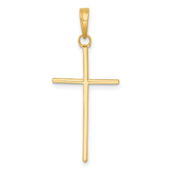 14K 3-D and Polished Stick Cross Pendant