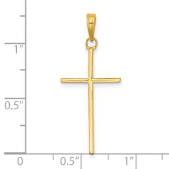 14K 3-D and Polished Stick Cross Pendant