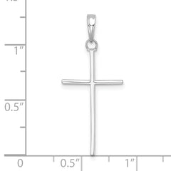 14K White Gold 3-D and Polished Stick Cross Pendant