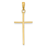 14K 3-D and Polished Stick Cross Pendant
