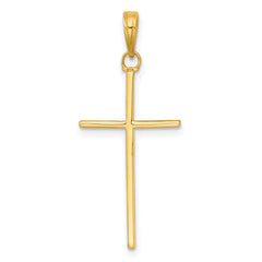 14K 3-D and Polished Stick Cross Pendant