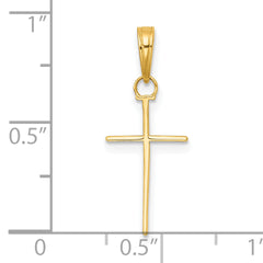 14K 3-D and Polished Stick Cross Charm