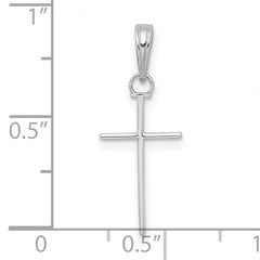 14K White Gold 3-D and Polished Stick Cross Charm