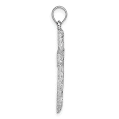 14k Polished White Gold Diamond-cut Fancy Latin Cross Pendant