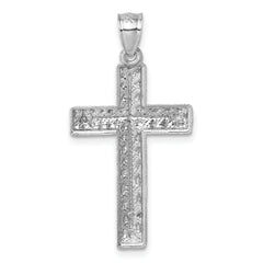 14k Polished White Gold Diamond-cut Fancy Latin Cross Pendant