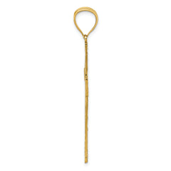 14k Polished with Rhodium Diamond-cut Textured Fancy Latin Cross Pendant