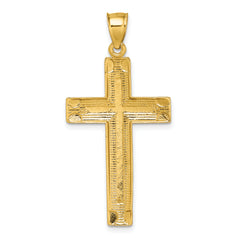 14K Polished Diamond-cut Textured Fancy Latin Cross Pendant