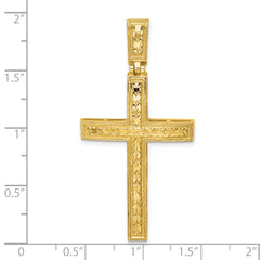 14k Polished Diamond-cut Fancy Latin Cross Pendant