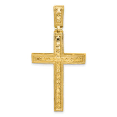 14k Polished Diamond-cut Fancy Latin Cross Pendant