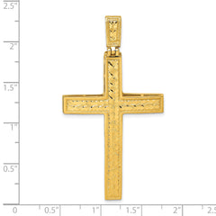 14k Polished Diamond-cut Fancy Latin Cross Pendant