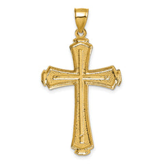 14k Polished Diamond-cut Textured Fancy Cross Pendant