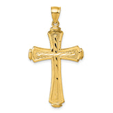 14k Polished Diamond-cut Textured Fancy Cross Pendant