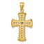 Lattice Cross Pendant in 14K Yellow Gold, 34mm Diamond-Cut - Sophia Jewelers