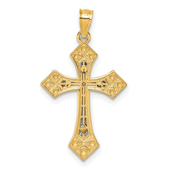 14k Two-tone Diamond-cut Polished Passion Cross Pendant