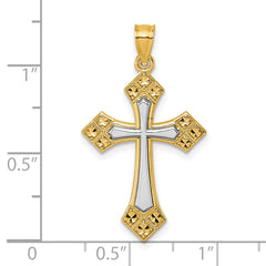 14k Two-tone Diamond-cut Polished Passion Cross Pendant