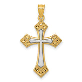 14k Two-tone Diamond-cut Polished Passion Cross Pendant