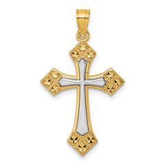 14k Two-tone Diamond-cut Polished Passion Cross Pendant