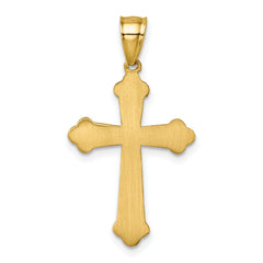 14k Polished Diamond-cut Textured Fancy Budded Cross Pendant
