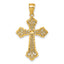 14k Polished Diamond-cut Fleur de Lis Filigree Textured Fancy Cross Pendant