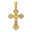 Fleur-de-Lis Filigree Cross Pendant in 14K Yellow Gold, 35mm - Sophia Jewelers