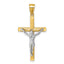 14k Polished Two-tone Diamond-cut Crucifix Pendant