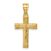 14k Polished Textured Crucifix Pendant