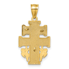 14k Polished Diamond-cut Cara Vaca Cross Pendant