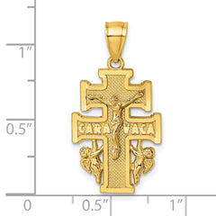 14k Polished Diamond-cut Cara Vaca Cross Pendant
