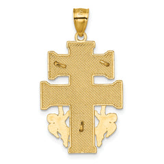 14k Polished Diamond-cut Cara Vaca Cross Pendant