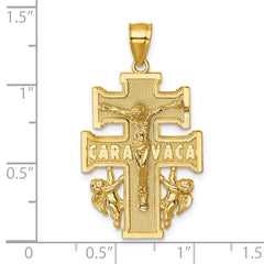 14k Polished Diamond-cut Cara Vaca Cross Pendant