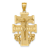 14k Polished Diamond-cut Cara Vaca Cross Pendant
