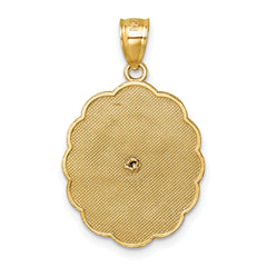 14k Polished Diamond-cut Spanish Version Our Lady of Guadalupe Pendant