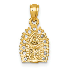 14k Polished CZ Our Lady of Guadalupe Charm Pendant