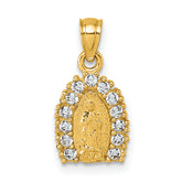 14k Polished CZ Our Lady of Guadalupe Charm Pendant