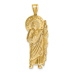 14k Polished CZ Standing Saint Jude Figure Pendant