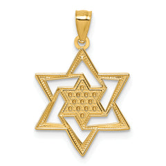 14k Polished and Diamond-cut Star Of David Religious Pendant