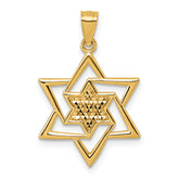 14k Polished and Diamond-cut Star Of David Religious Pendant