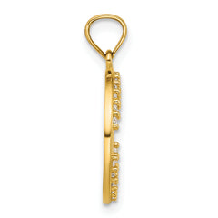 14k Polished CZ Star of David in Circle Pendant