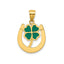 Enameled Four-Leaf Clover Horseshoe Pendant in 14K Yellow Gold - Sophia Jewelers