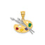 Enameled Painting Palette Pendant in 14K Two-Tone Gold - Sophia Jewelers
