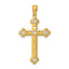 Fleur-de-Lis Cubic Zirconia Crucifix Pendant in 14K Yellow Gold, Diamond-Cut - Sophia Jewelers