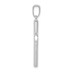 14k White Gold Hollow Cross Pendant