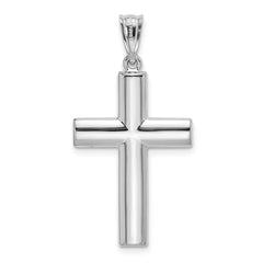 14k White Gold Hollow Cross Pendant