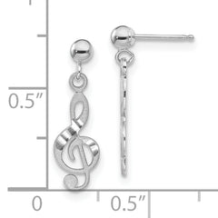 14k White Gold Treble Clef Dangle Earrings