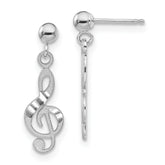 14k White Gold Treble Clef Dangle Earrings