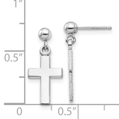 14k White Gold Polished Cross Earrings