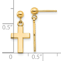 14k Polished Cross Earrings
