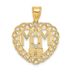 14k Two-tone MOM in Heart Frame Charm