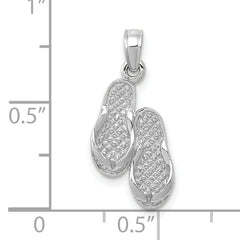 14k  3D White Gold Flip Flops Pendant